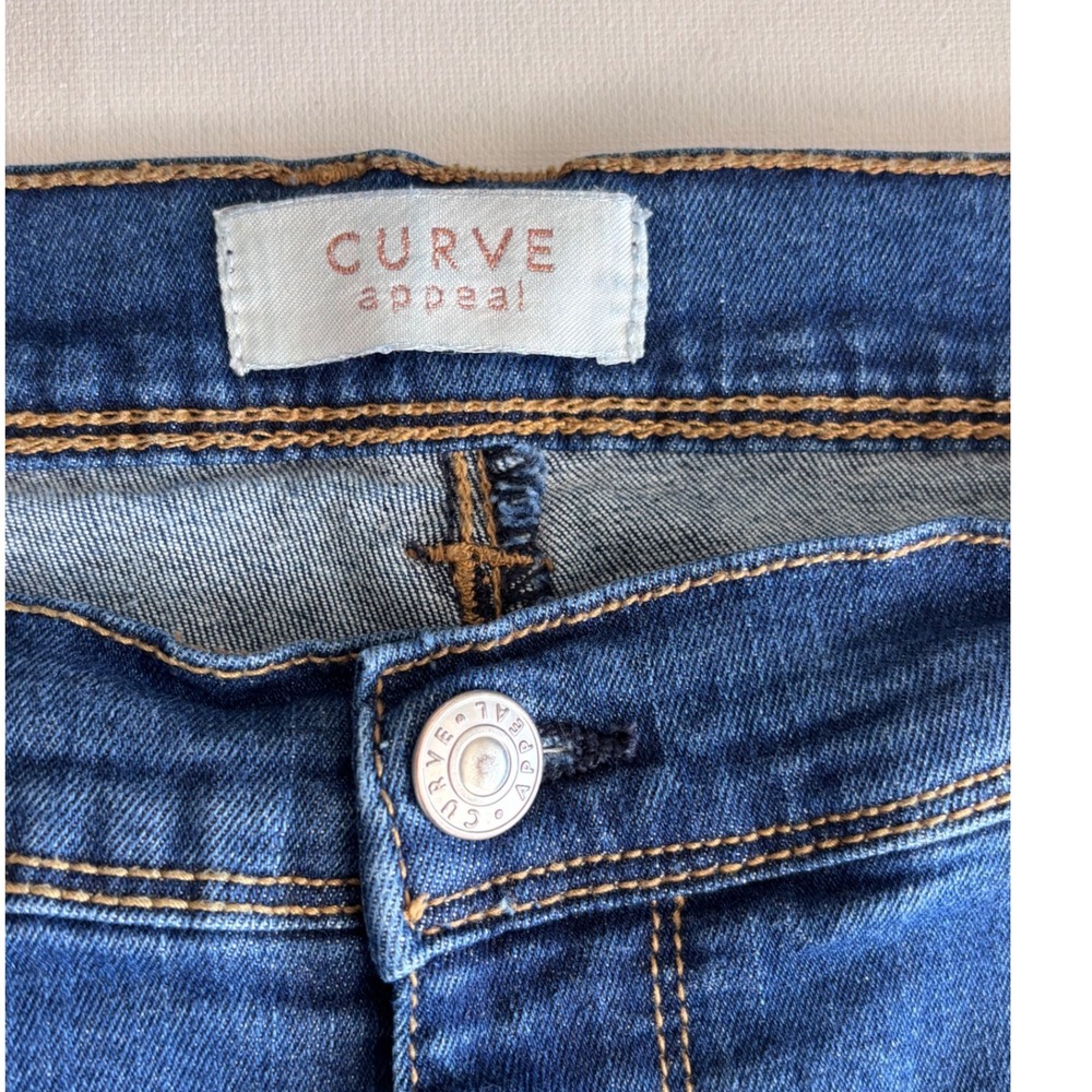 Curve Appeal Wide Leg Cropped Jeans Women 12 Medium Wash High Rise Stretch Denim - Picture 4 of 7